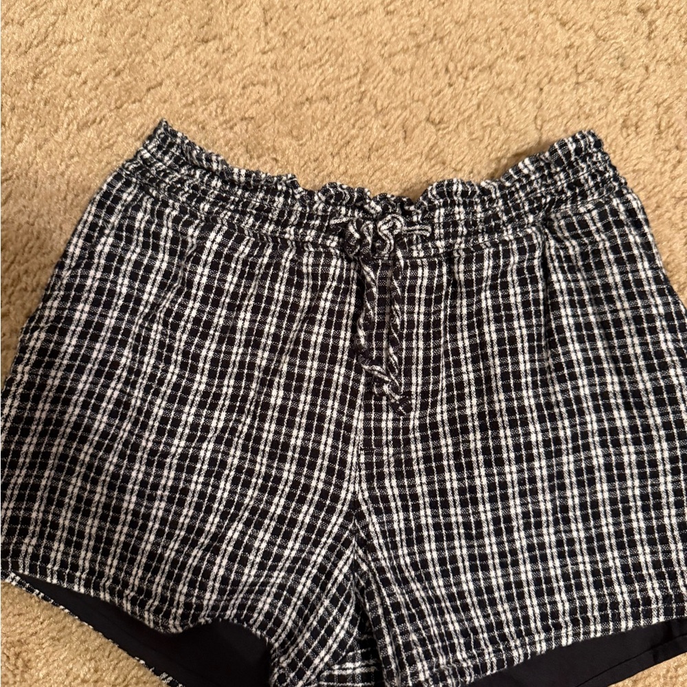 Abercrombie Kids Black and White Checkered High Waist Shorts